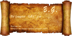 Brieger Géza névjegykártya
