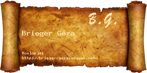 Brieger Géza névjegykártya